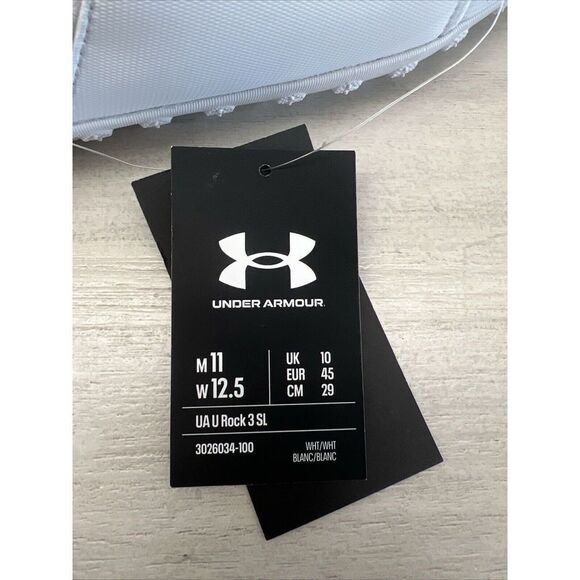 Under Armour Men Sz 11 UA The Rock Project 3 Slide White Halo Grey - Picture 10 of 11